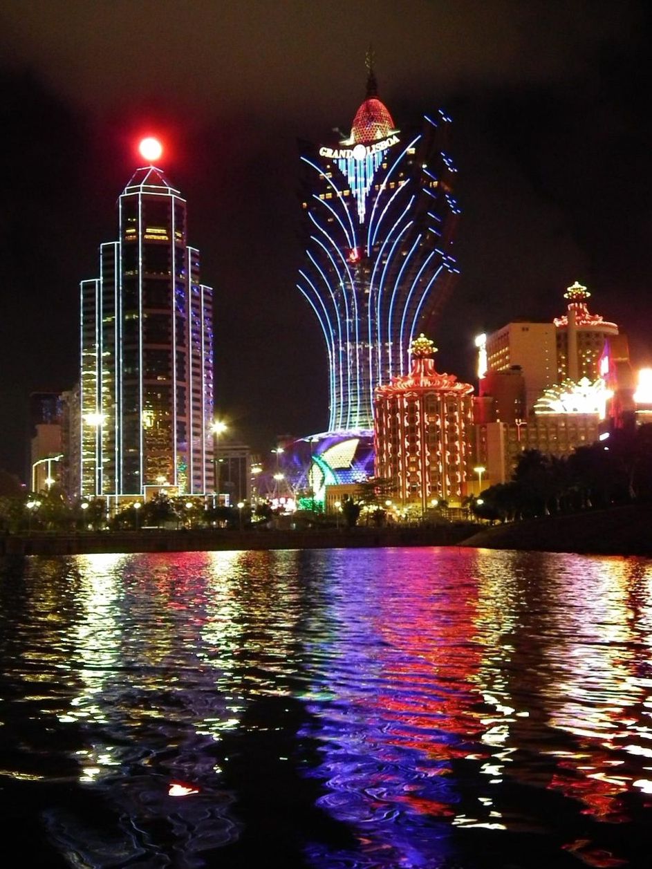 Casino skyline glowing at night