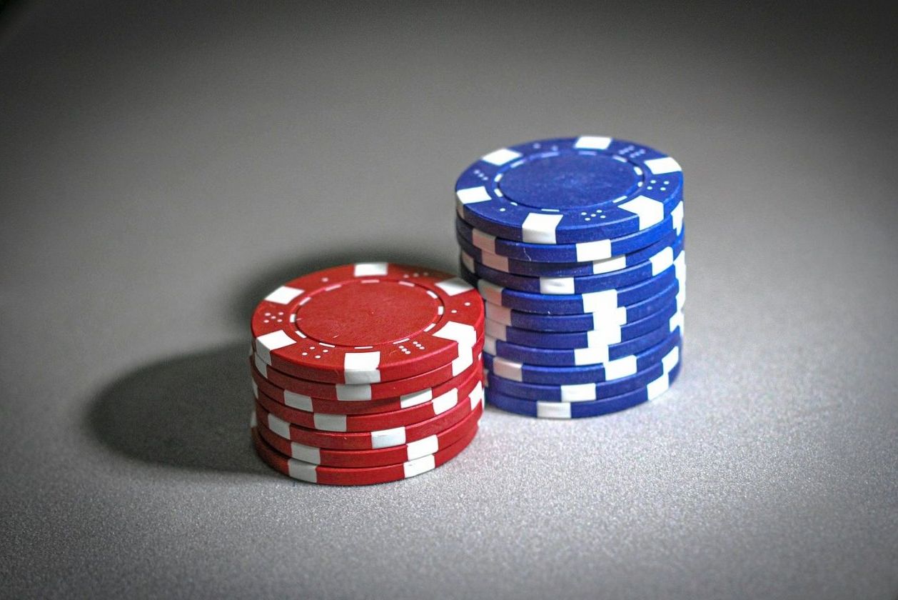 Red and blue casino chips